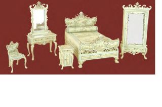   Dollhouse Miniature bedroom furniture set bed Armoire/vanity/chair New