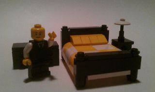 LEGO Furniture: Bedroom Set w/ Bed, Nightstand & Dresser (yellow/white 