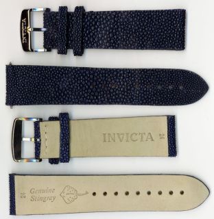   Genuine Unisex 24mm Jewel Blue Stingray Leather Watch Strap IS996 NEW