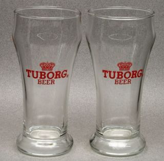 Lot of 2 TUBORG SHAM STYLE BEER GLASSES