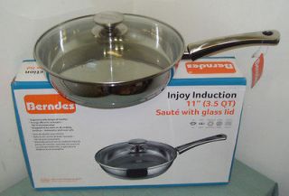 Berndes Injoy Induction Stainless 11 3.5 QT Saute Pan W Glass Lid NEW 