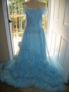 Vtg Prom Dress Blue Southern Belle Princess Prom Dress Gown 10