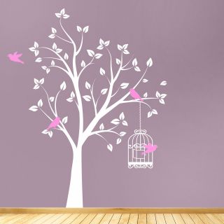   WITH BIRD CAGE WALL STICKER DECAL  CHILDRENS BED ROOM LIVING ROOM