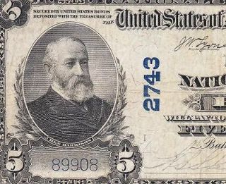 Nice SCARCE 1902 $5 BATH, ME National Banknote  Maine 