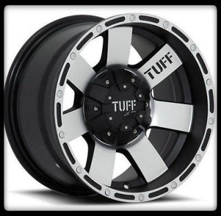   TUFF T02 BLACK RIMS W/ 35X12.50X15 BFGOODRICH T/A KM2 M/T WHEELS TIRES