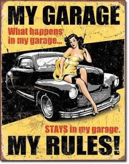 MY GARAGE MY RULES VINTAGE STYLE SIGN Garage Shop BAR OFFICE HOME.