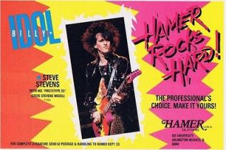   PINUP PRINT AD vtg 80s HAMER ROCKS HARD Billy Idol Guitar Player