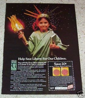 1984 ad page   Oscar Mayer Cold Cuts   CUTE Statue of Liberty GIRL 
