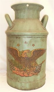 Vintage Blue Valley Creamery Co. CREAMER Milk CAN   Green with Eagle 