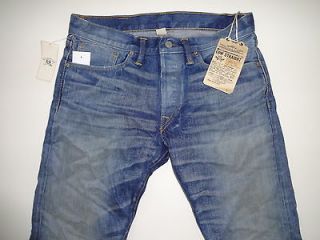   Lauren RRL Low Straight Spring Creek Wash Faded Med Blue Jeans 36 x 34