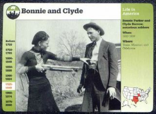 Bonnie and Clyde Notorious Robbers Grolier Story of America Card Photo