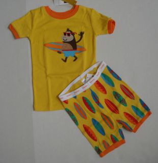 BABY GAP Boys Yellow Monkey Surfboard Pajamas size 6 12 mos,12 18mos 