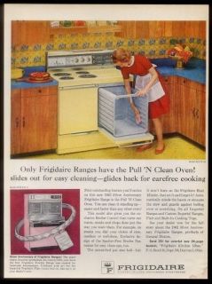   pink Frigidaire Flair double oven range & yellow oven photo print ad