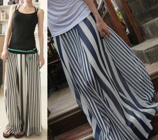   European Fashion Black and White Striped chiffon Long Skirt E275