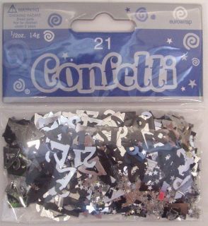 bags of Black & Silver Table Confetti Various Ages Birthday Party