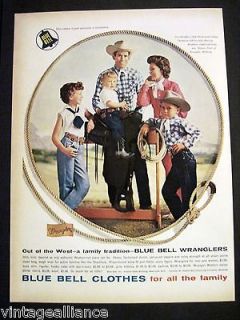   Cute Family Dressed in Wranglers Blue Bell Cowboy Fashion Print Ad