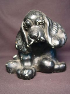   Chalkware Cocker Spaniel Dog Puppy Black Unique Old Carnival Prize