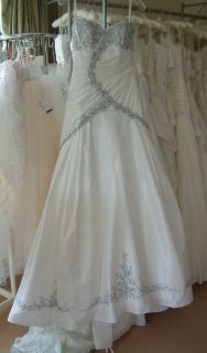 FABULOUS NEW DIAMOND WHITE/BLUE WEDDING DRESS UK 8/10 by SOPHIA TOLLI