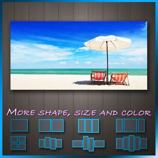 Summer Blue Sky Sunshade Beach Chair  Modern Landscape Canvas Wall 