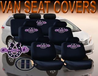 18 PIECES SET COWGIRL UP SEAT COVERS BENCH STEERING & SEAT BELT PADS 
