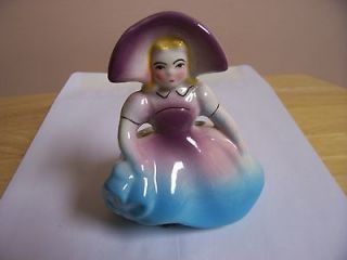 Vintage Ceramic Girl with Bonnet Figurine Vase   not signed