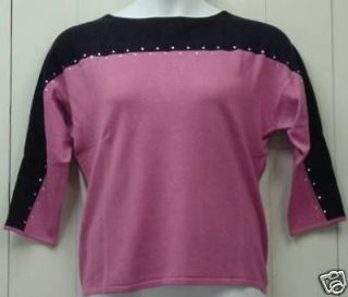 Bob Mackie Sweater W/ Rhinestones Size S Pink/Black NWT