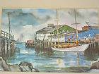 David Blower Listed California Artist Watercolor Print Fishermans 