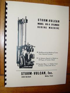 Storm Vulcan Model NK 6 Boring Bar Instruction & Parts Manual NK6