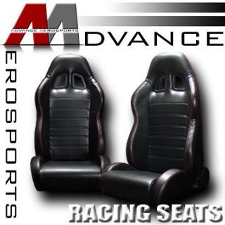   Stitch Reclinable Racing Bucket Seats+Sliders Pair 22 (Fits: BMW Z3