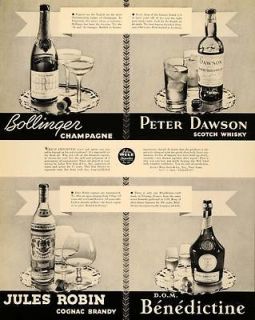 1935 Ad Bollinger Champagne Peter Dawson Benedictine   ORIGINAL 