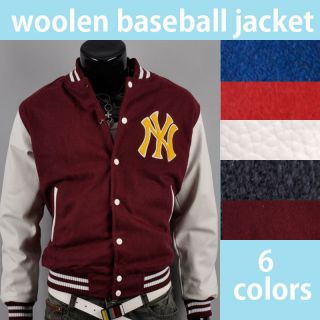   classic baseball letterman varsity bomber wool leather baseball jacket