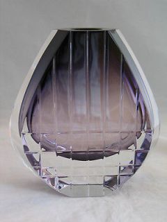 Baccarat Neptune Vase in Amethyst purple and Clear Crystal
