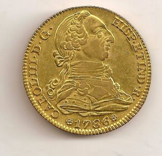   ORO/GOLD 1786 MADRID DV CARLOS III ESPAÑA/SPAIN aUNC/SC  MUY BONITA
