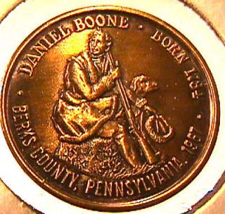   Reading Pa Coin Club, Daniel Boone Born 1734 Berks Ct., Pa. Free S&H