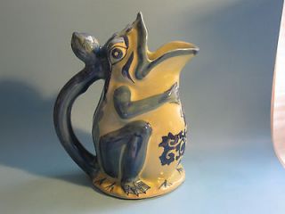 Large Majolica Art Pottery Frog Pitcher