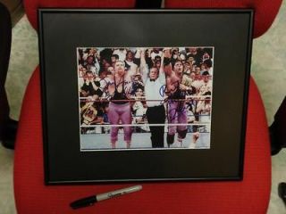 WWF WWE Hart Foundation Hand Signed Frame Bret Hit Man Hart, Jim 