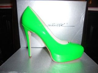 Brian Atwood MANIAC Patent Leather Glass Platform Heels Pumps Shoes 