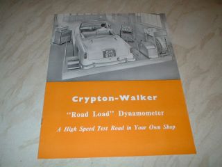 Garage Equipment Brochure. Crypton Walker Road Load Dynamometer. c1960 