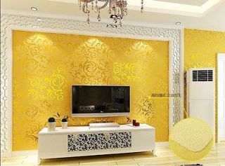 High grade Flocking Wallpaper Roll gold and yellow Color