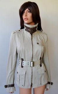 NWT BURBERRY BRIT $695 DOUBLE BELTED COLLAR TRENCH BEIGE COAT JACKET 