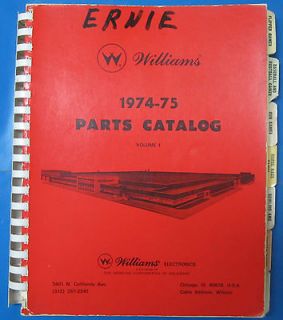   Williams Parts Catalog   Pinball, Baseball, Shuffle & Bowler Games