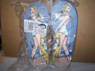 Womens Size SMALL 5 6 Marilyn Monroe BLUE Flip Flop Sandal shoe thong 