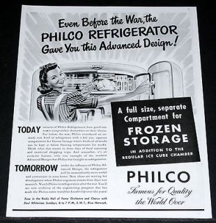 1944 OLD WWII MAGAZINE PRINT AD, PHILCO REFRIGERATORS, ADVANCED DESIGN 