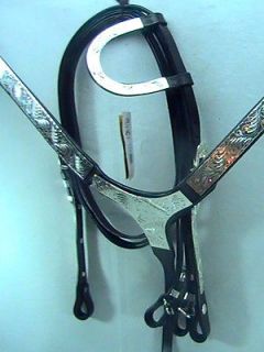 Royal King fancy one ear dark oil show bridle set w/breast collar and 