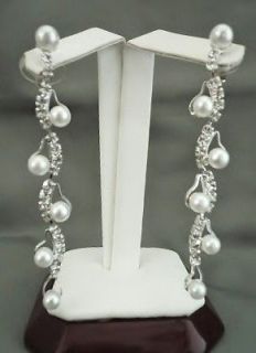 Bridal Crystal Wedding Pearl Silver Plated Jewelry Accessory Dangling 