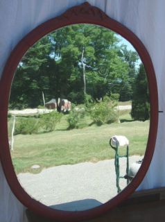  Large Red Oval Oak Wavy Glass Swing Mirror/34 Tx 26/Dresser/Bureau