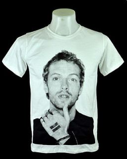 Chris Martin Coldplay Britpop rock band White Tee T Shirt Size L