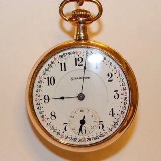 Railroad Pocket watch Made by Burlington with Enamel Montgomery Dial