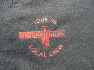 1998 Brooks & Dunn Reba McEntire Concert T Shirt Local Crew Black 