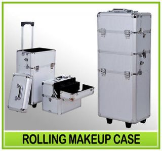 2in1 Cosmetic Makeup Train Case Box Artist Pro Lockable W/Extendable 